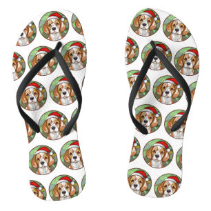 Charming Canine Cheer: Beagle themed Christmas Thongs