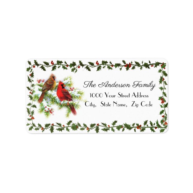 Charming Cardinal Couple Return Address Label (Front)