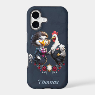 Charming cartoon chicken couple.