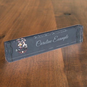 Charming cartoon chicken couple. nameplate