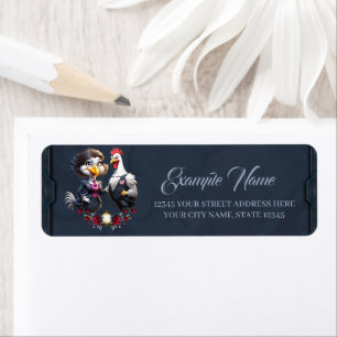 Charming cartoon chicken couple. return address label
