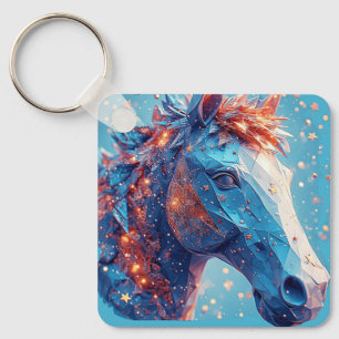 Charming Cartoon Horse Portrait Key Ring
