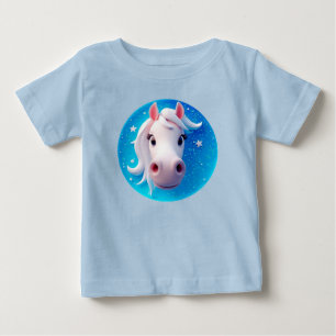 Charming Cartoon Horse Portrait With Stars Baby T-Shirt