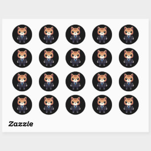 Charming Cat Boss Classic Round Sticker