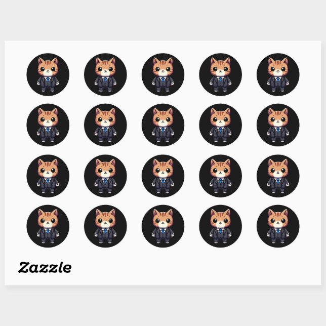 Charming Cat Boss Classic Round Sticker (Sheet)