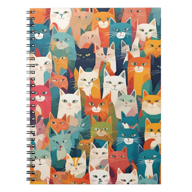 Charming Cat Collage Notebook – Vibrant Design (Front)