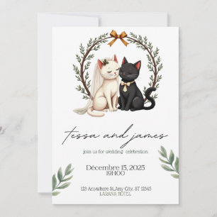  Charming Cat Couple Wedding Invitation 