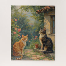 Charming Cat Garden Scene