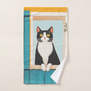 Charming Cat in Window Bath Towel Set