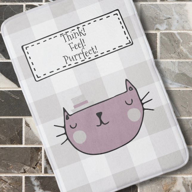 Charming Cat Lover's Purrfect Buffalo plaid Bath Mat (Creator Uploaded)