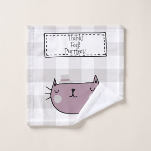 Charming Cat Lover's Purrfect Buffalo plaid Bath Towel Set