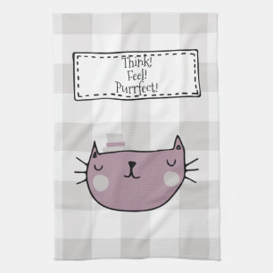 Charming Cat Lover's Purrfect Buffalo plaid Tea Towel