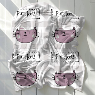 Charming Cat Purrfect Gingham Pattern  Fleece Blanket