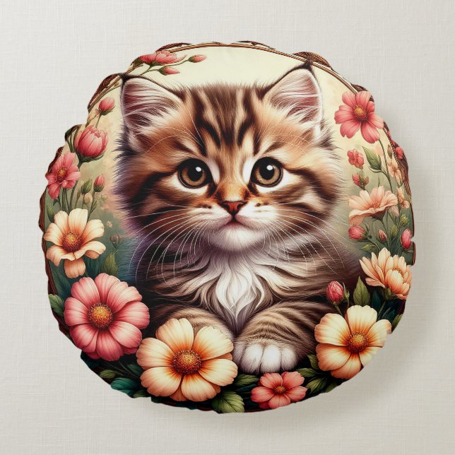 Charming Cat Round Cushion (Front)