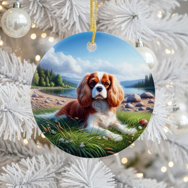 Charming Cavalier King Charles Spaniel Keepsake Ceramic Ornament (Creator Uploaded)