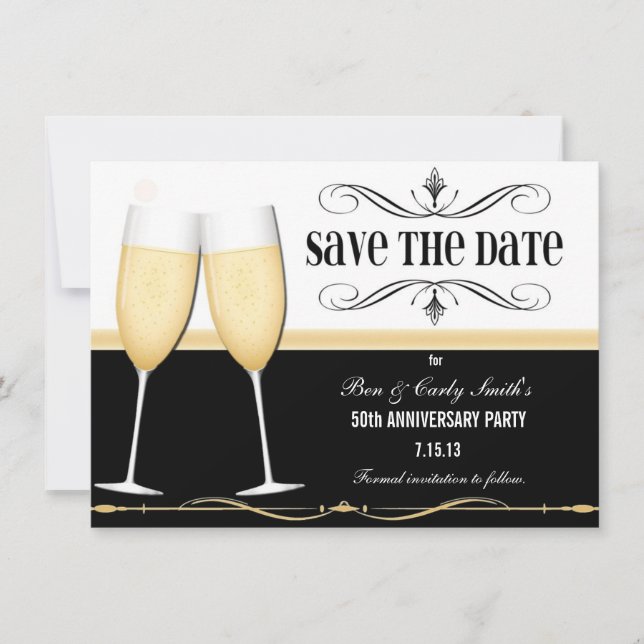 Charming Champagne Save the Date Invitation (Front)