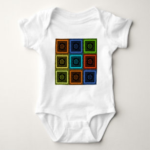 Charming Chequered Multicolored Pattern Art Design Baby Bodysuit