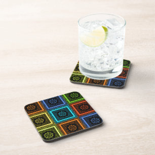 Charming Chequered Multicolored Pattern Art Design Coaster