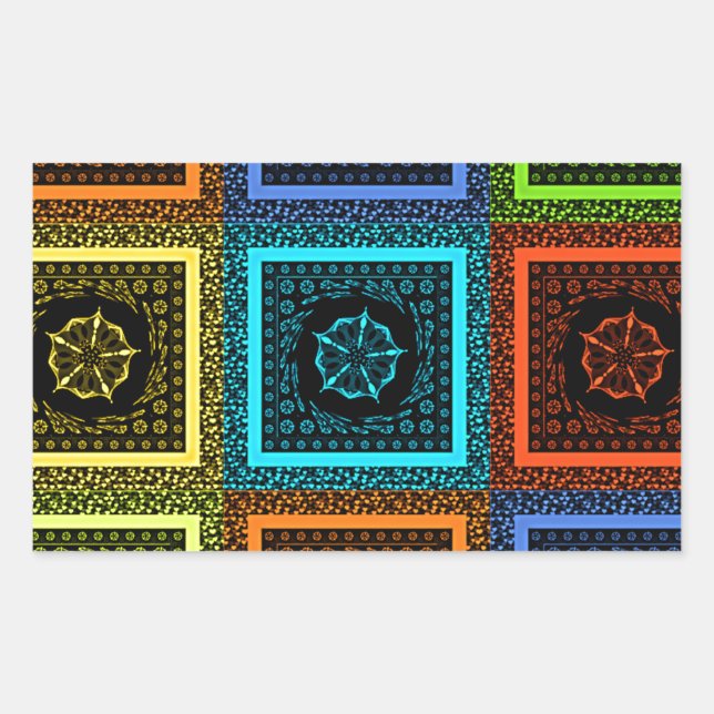 Charming Chequered Multicolored Pattern Art Design Rectangular Sticker (Front)
