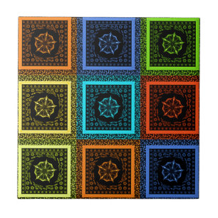 Charming Chequered Multicolored Pattern Art Design Tile