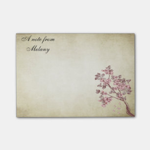 Charming chic cherry branch vintage personalised post-it notes