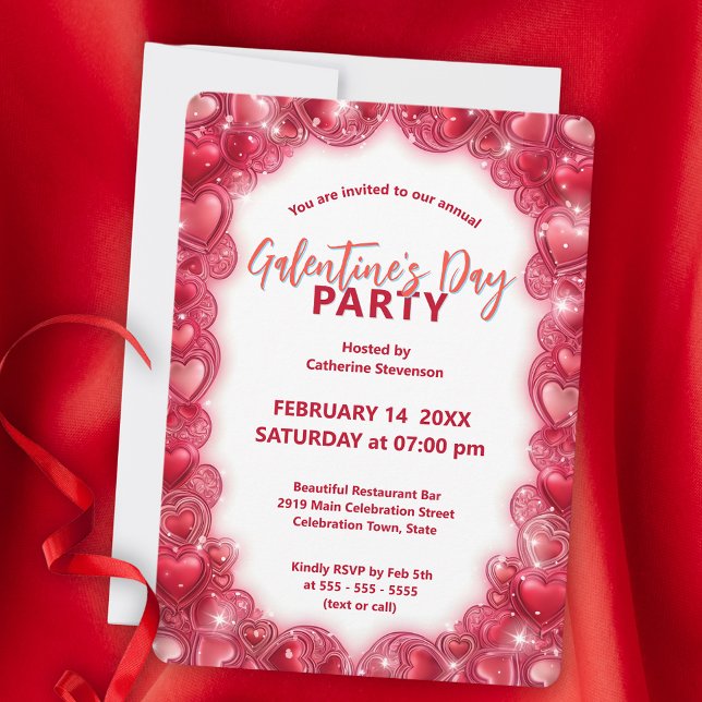 Charming Chic Hearts Galentine's Day Gathering  Invitation (Creator Uploaded)