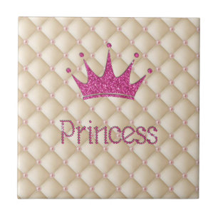 Charming Chic Pearls ,Tiara, Princess,Glittery Ceramic Tile