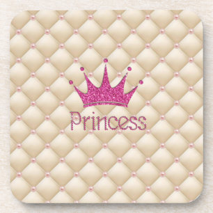 Charming Chic Pearls ,Tiara, Princess,Glittery Coaster