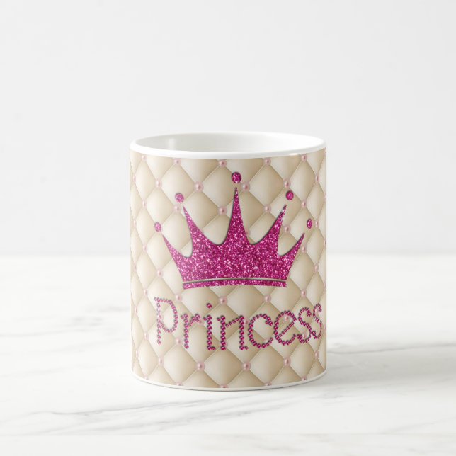 Charming Chic Pearls ,Tiara, Princess,Glittery Coffee Mug (Center)