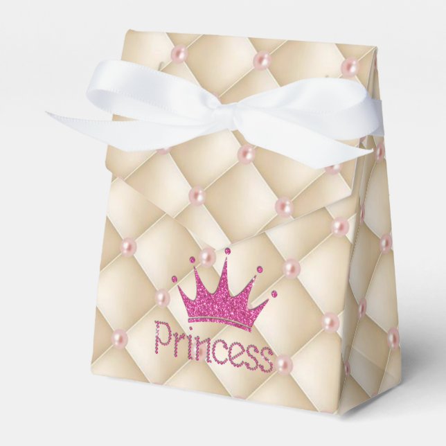 Charming Chic Pearls ,Tiara, Princess,Glittery Favour Box (Front Side)
