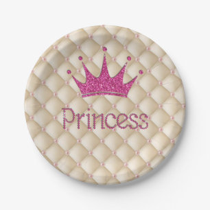 Charming Chic Pearls ,Tiara, Princess,Glittery Paper Plate