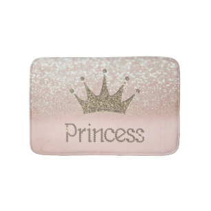 Charming Chic Tiara, Princess,Glitter Bokeh Bath Mat