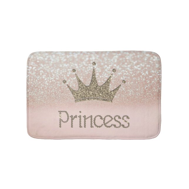 Charming Chic Tiara, Princess,Glitter Bokeh Bath Mat (Front)