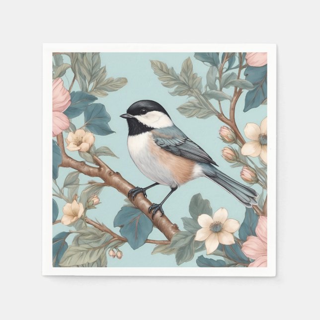 Charming Chickadee Bird Napkin (Front)