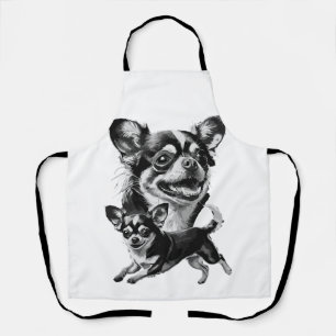 Charming Chihuahua Duo Black and White Pet Apron