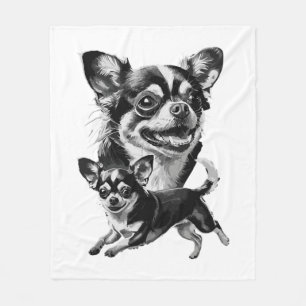 Charming Chihuahua Duo Black and White Pet Fleece Blanket