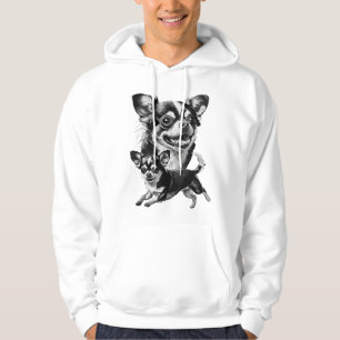 Charming Chihuahua Duo Black and White Pet Hoodie