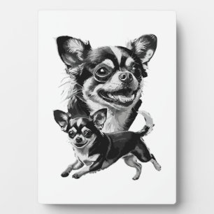 Charming Chihuahua Duo Black and White Pet Plaque