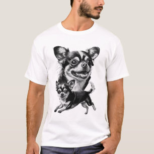 Charming Chihuahua Duo Black and White Pet T-Shirt