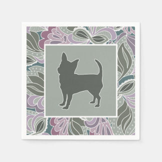 Charming Chihuahua in Sage Blush Garden Pattern, Napkin