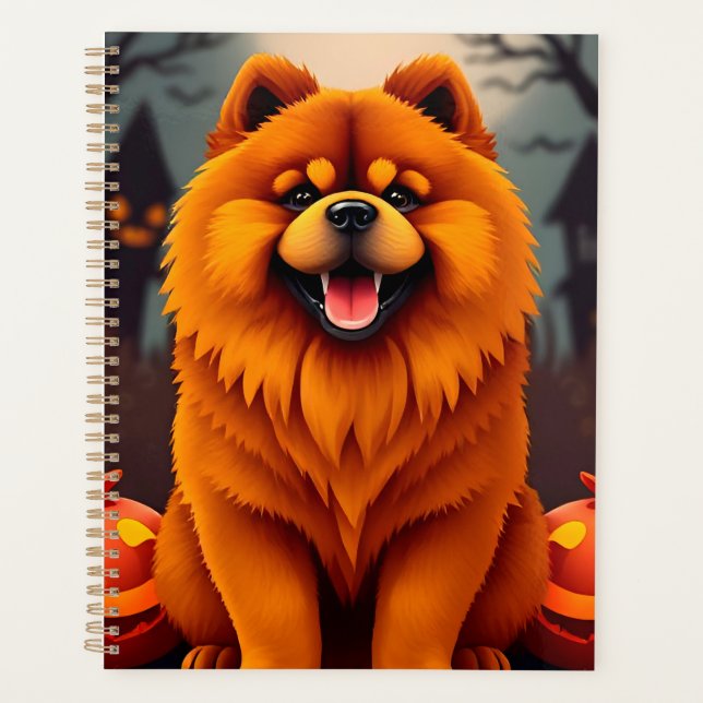 Charming Chow Chow Dog Celebrating Halloween Planner (Front)