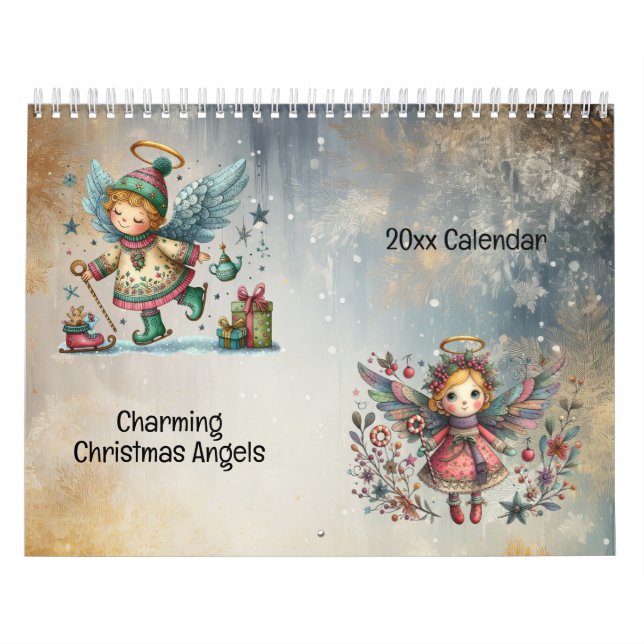 Charming Christmas Angels Folk Art Style  Calendar (Cover)