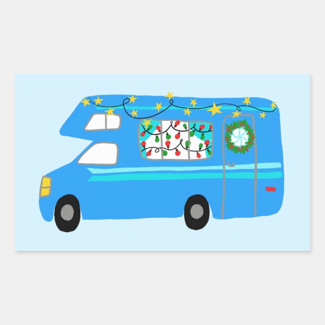 Charming Christmas Camper Vintage RV Xmas Rectangular Sticker (Front)