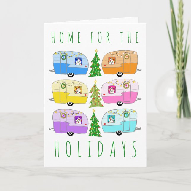 Charming Christmas Camper Vintage Trailer RV Xmas Card (Front)