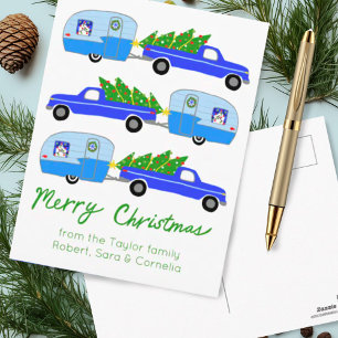 Charming Christmas Camper Vintage Trailer RV Xmas Postcard