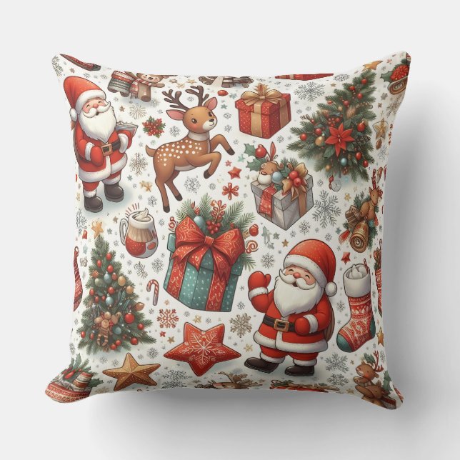 Charming Christmas Celebration Fabric Cushion (Front)