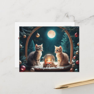 Charming Christmas Kittens with Festive Decor  Postcard