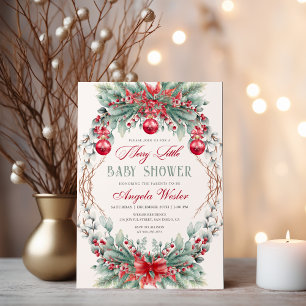 Charming Christmas Merry Little Baby Shower Invitation