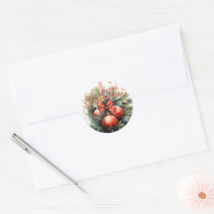 Charming Christmas Mistletoe Custom Number Classic Round Sticker
