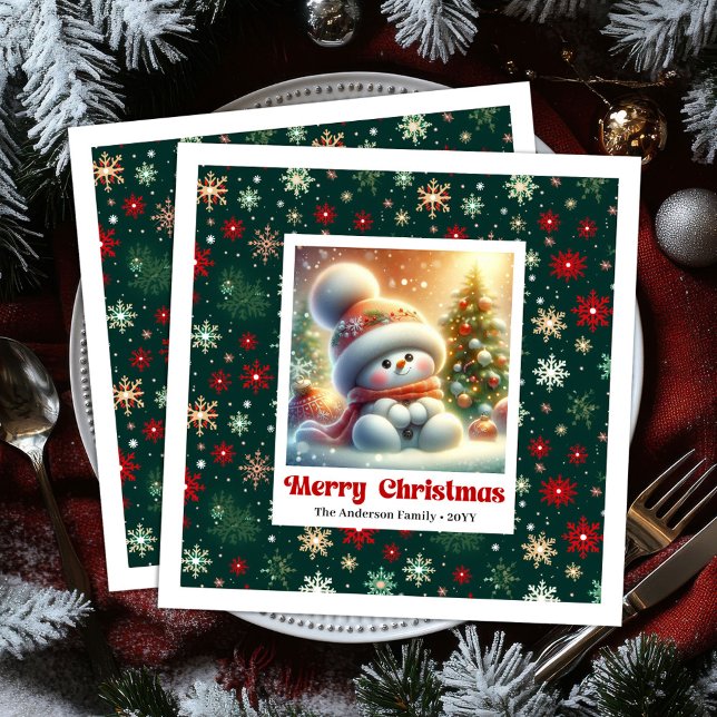 Charming Christmas Snowman Napkins Personalized  (Charming Christmas Snowman Napkins Personalized Kids Style Napkins

)